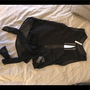 Black mesh wrap top
